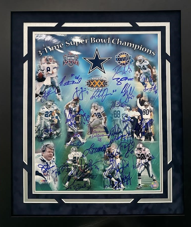 Dallas Cowboys Super Bowl Champions Autographed Hand Signed Custom Framed 16x20 Photo - JSA COA