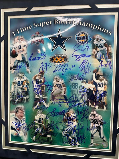 Dallas Cowboys Super Bowl Champions Autographed Hand Signed Custom Framed 16x20 Photo - JSA COA
