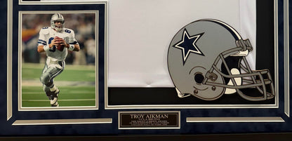 Troy Aikman Autographed Hand Signed Custom Framed Dallas Cowboys Jersey - JSA COA