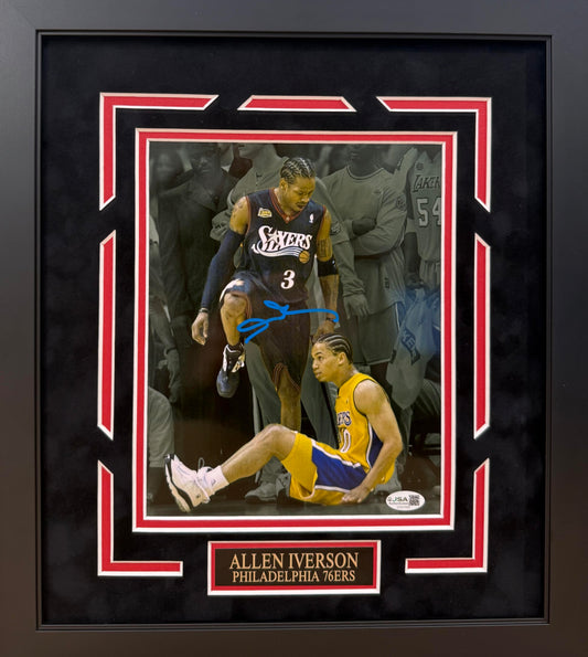 Allen Iverson Autographed Hand Signed Custom Framed 8x10 Philadelphia 76ers Photo - JSA COA