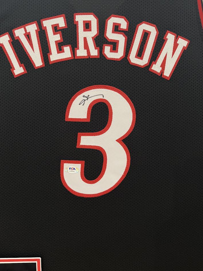 Allen Iverson Autographed Hand Signed Custom Framed Philadelphia 76ers Jersey - PSA COA
