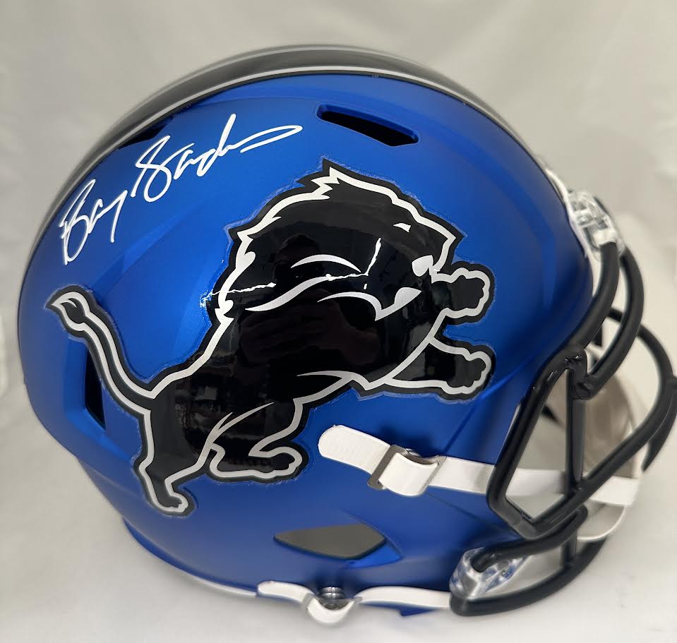 Barry Sanders Autographed Hand Signed Detroit Lions Full Size Replica Helmet - Schwartz COA