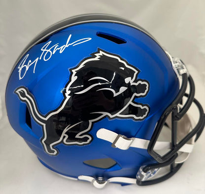 Barry Sanders Autographed Hand Signed Detroit Lions Full Size Replica Helmet - Schwartz COA