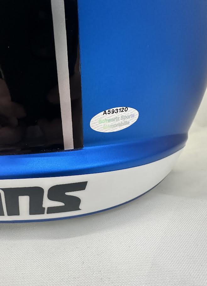 Barry Sanders Autographed Hand Signed Detroit Lions Full Size Replica Helmet - Schwartz COA