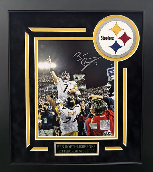 Ben Roethlisberger Autographed Hand Signed Custom Framed 8x10 Pittsburgh Steelers Photo - Fanatics COA