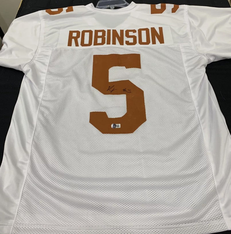 Bijan Robinson Autographed Hand Signed Texas Longhorns Custom Jersey - Beckett COA