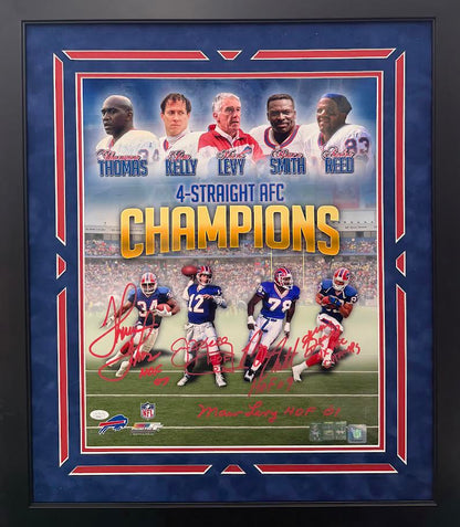Buffalo Bills 4x Straight AFC Champions Autographed Hand Signed Custom Framed 16x20 Photo - JSA LOA