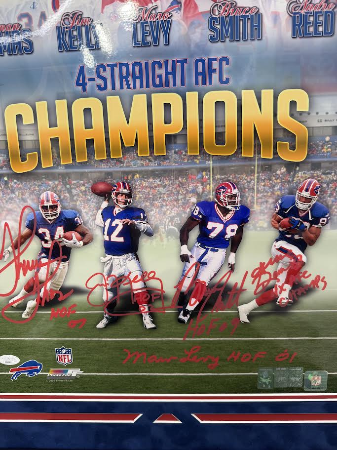 Buffalo Bills 4x Straight AFC Champions Autographed Hand Signed Custom Framed 16x20 Photo - JSA LOA