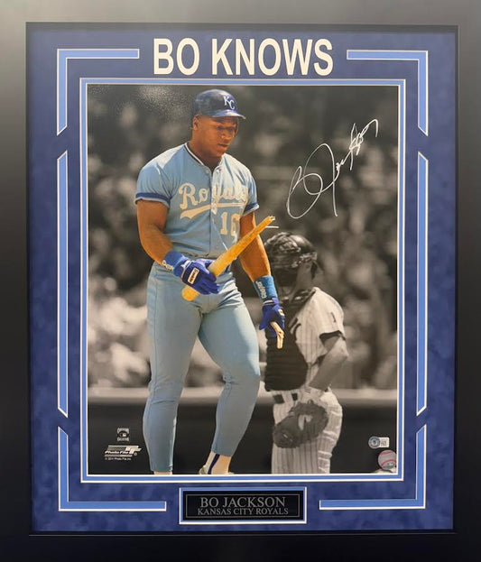 Bo Jackson Autographed Hand Signed Custom Framed 16x20 Photo - Beckett COA