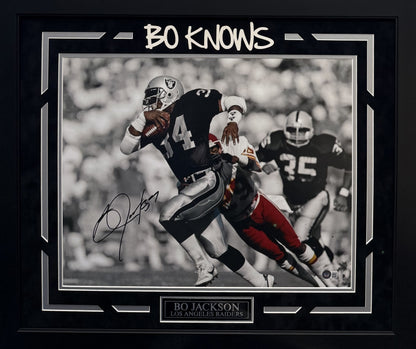 Bo Jackson Autographed Hand Signed Custom Framed Oakland Raiders 16x20 Photo - Beckett COA