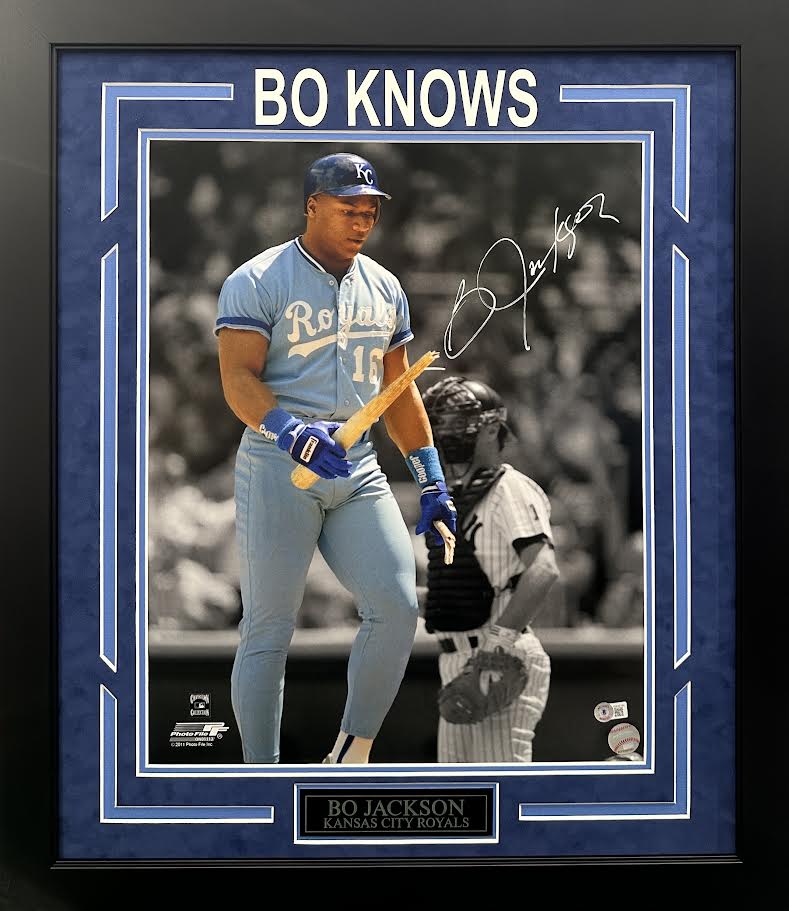 Bo Jackson Autographed Hand Signed Custom Framed 16x20 Kansas City Royals Photo - Beckett COA