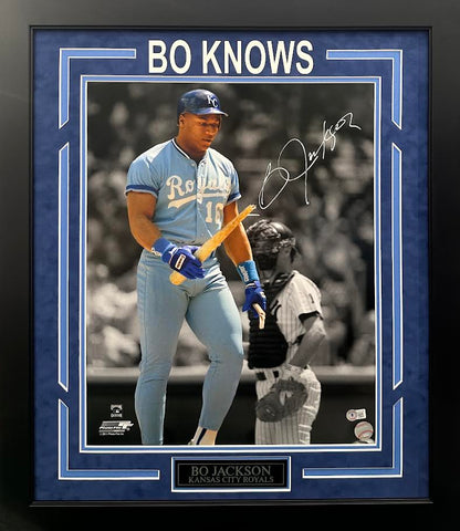 Bo Jackson Autographed Hand Signed Custom Framed 16x20 Kansas City Royals Photo - Beckett COA
