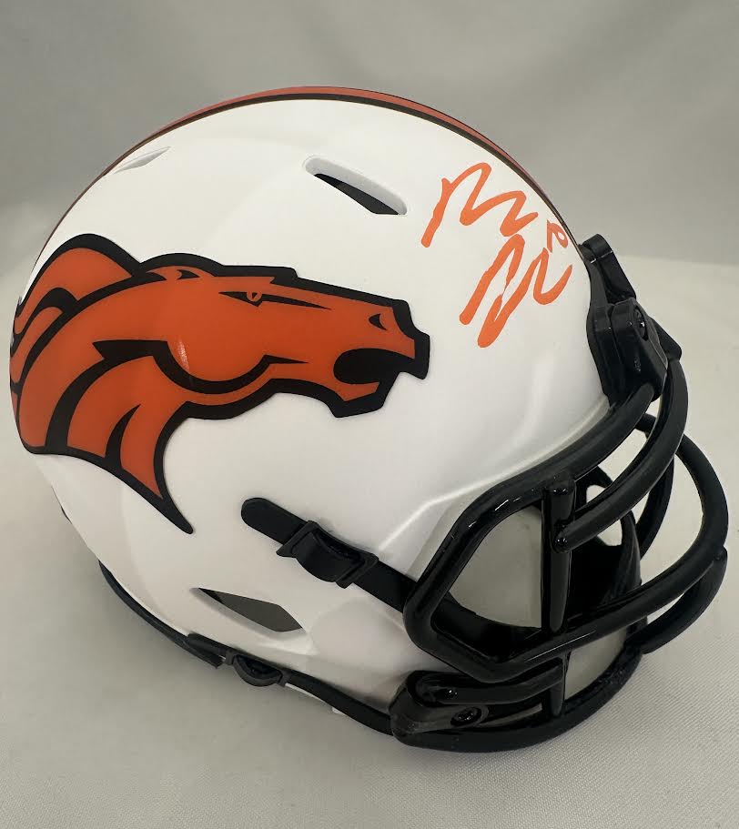 Bo Nix Autographed Hand Signed Denver Broncos Flash Mini Helmet - Beckett COA