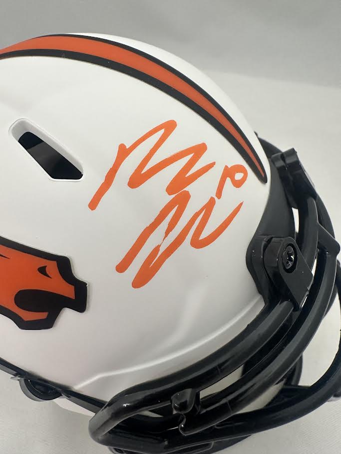 Bo Nix Autographed Hand Signed Denver Broncos Flash Mini Helmet - Beckett COA
