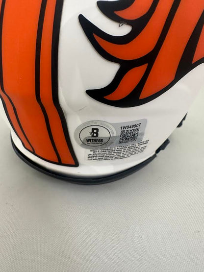 Bo Nix Autographed Hand Signed Denver Broncos Flash Mini Helmet - Beckett COA