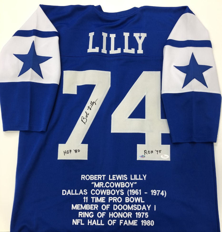 Bob Lilly Autographed Hand Signed Custom Dallas Cowboys Jersey - JSA COA