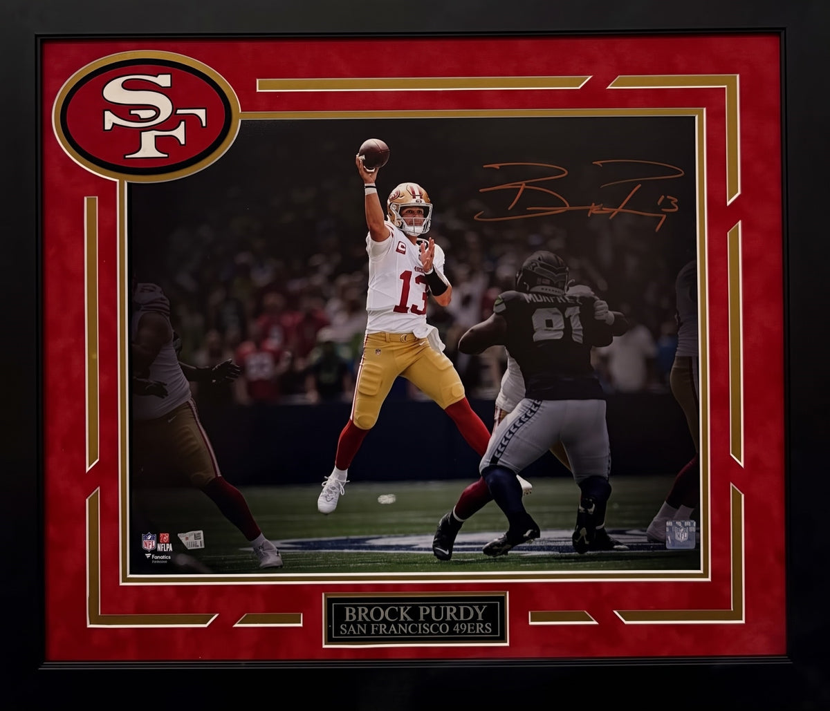 Brock Purdy Autographed Hand Signed Custom Framed 16x20 San Francisco 49ers Photo - Fanatics COA