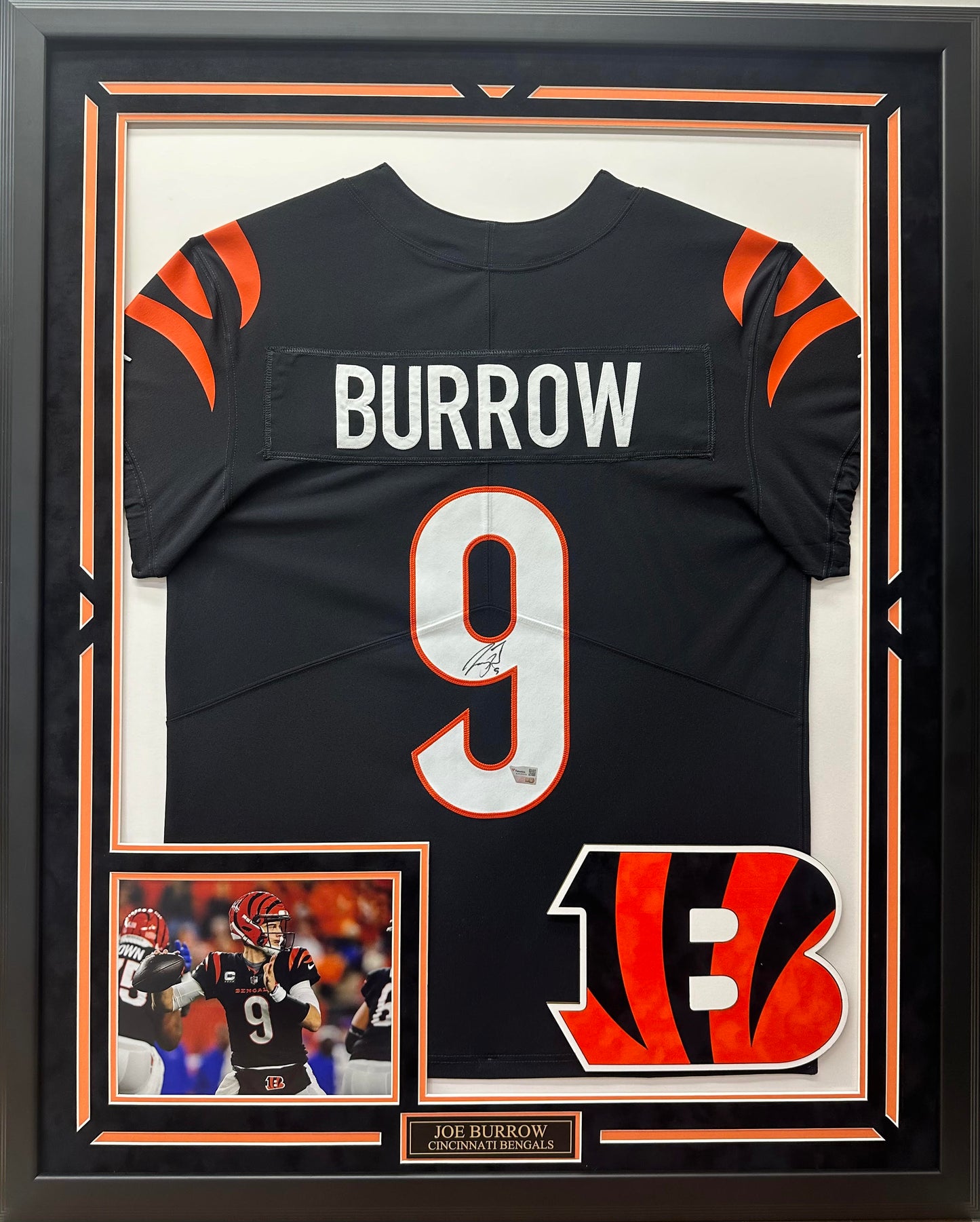 Joe Burrow Autographed Hand Signed Custom Framed Cincinnati Bengals Jersey - Fanatics COA