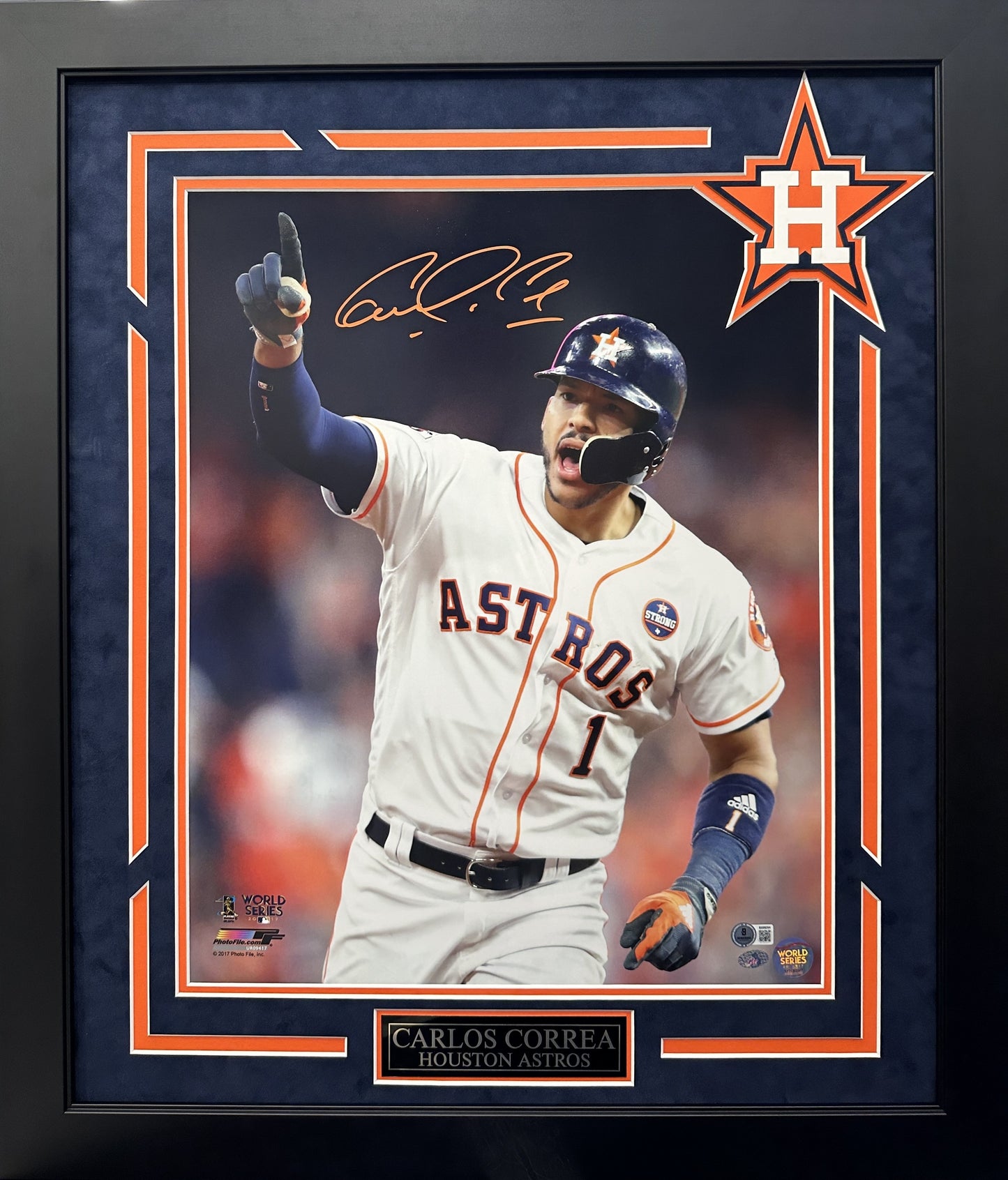 Carlos Correa Autographed Hand Signed Custom Framed 16x20 Houston Astros Photo - Beckett COA
