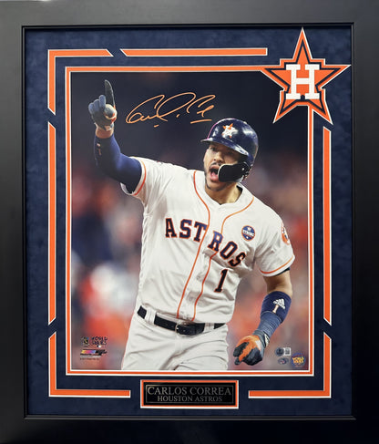 Carlos Correa Autographed Hand Signed Custom Framed 16x20 Houston Astros Photo - Beckett COA