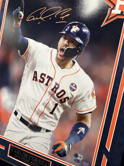 Carlos Correa Autographed Hand Signed Custom Framed 16x20 Houston Astros Photo - Beckett COA