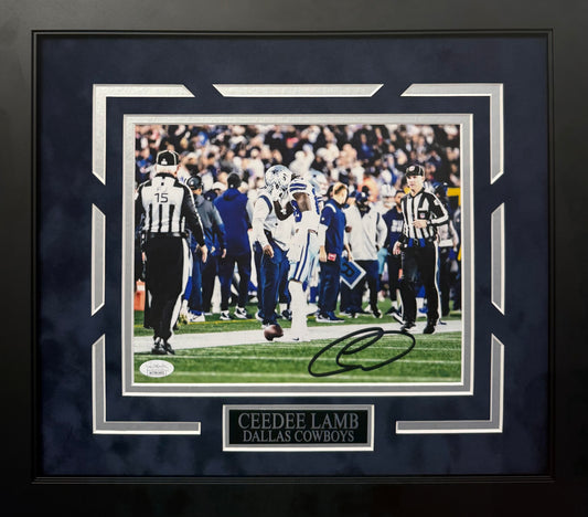 CeeDee Lamb Autographed Hand Signed Custom Framed 8x10 Dallas Cowboys Photo - JSA COA