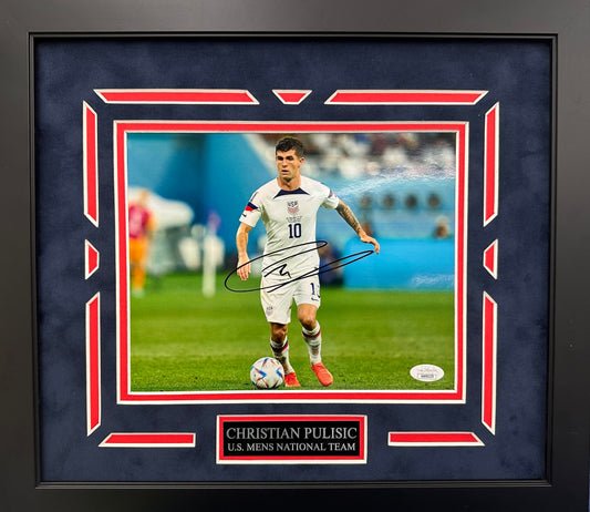 Christian Pulisic Autographed Hand Signed Custom Framed 8x10 U.S. Men's National Team Photo - JSA COA