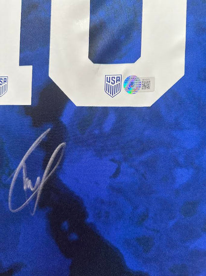 Christian Pulisic Autographed Hand Signed Custom Framed USMNT Jersey - Beckett COA