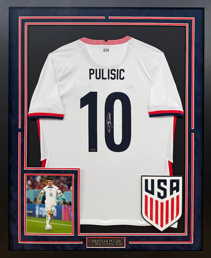 Christian Pulisic Autographed Hand Signed Custom Framed United States Men's National Team Jersey - Panini COA