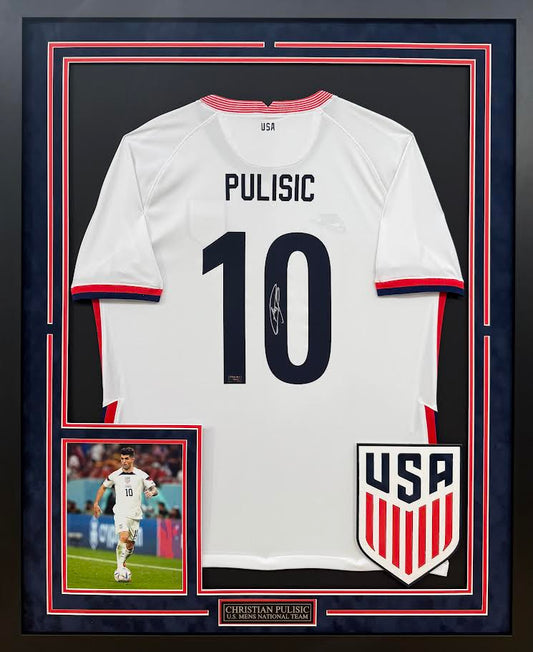 Christian Pulisic Autographed Hand Signed Custom Framed United States Men's National Team Jersey - Panini COA