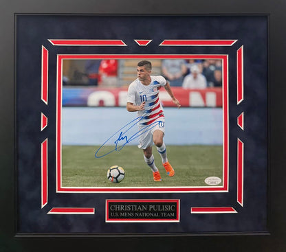 Christian Pulisic Autographed Hand Signed Custom Framed 8x10 U.S. Men's National Team Photo - JSA COA