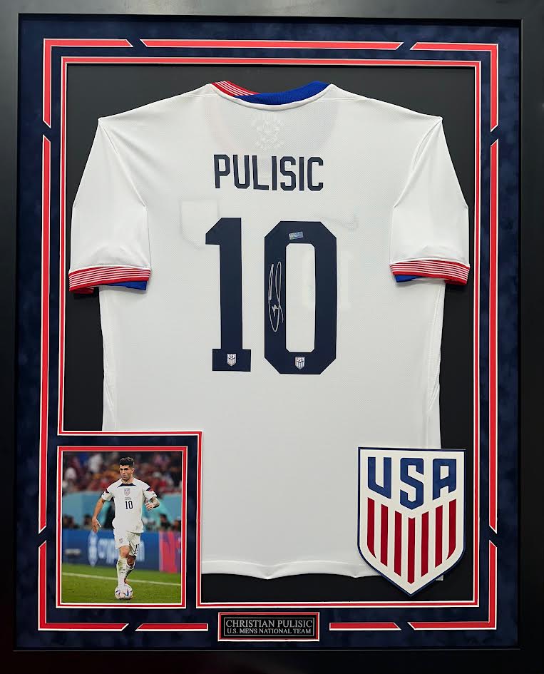 Christian Pulisic Autographed Hand Signed Custom Framed United States Men's National Team Jersey - Panini COA