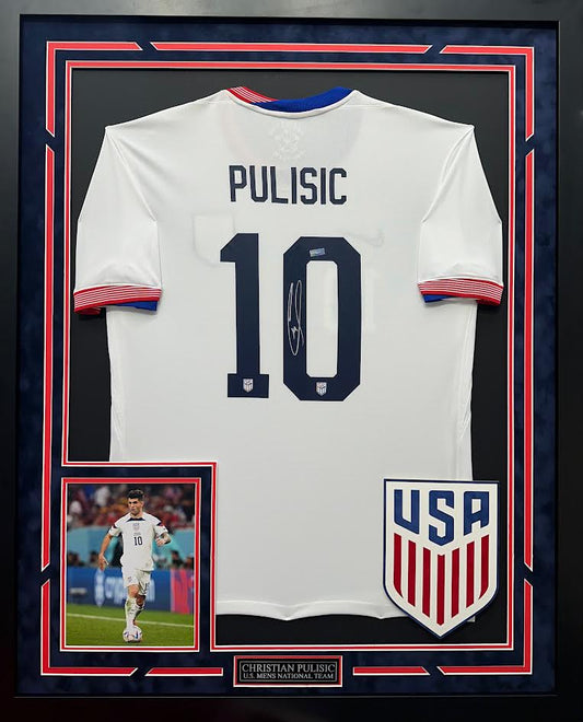 Christian Pulisic Autographed Hand Signed Custom Framed United States Men's National Team Jersey - Panini COA