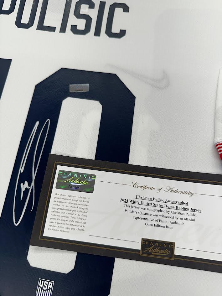 Christian Pulisic Autographed Hand Signed Custom Framed United States Men's National Team Jersey - Panini COA