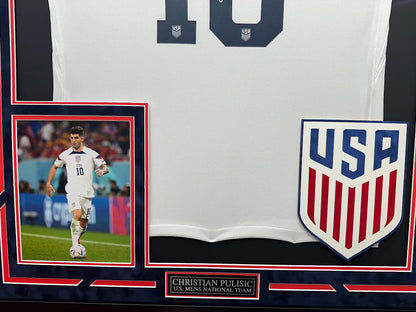 Christian Pulisic Autographed Hand Signed Custom Framed United States Men's National Team Jersey - Panini COA