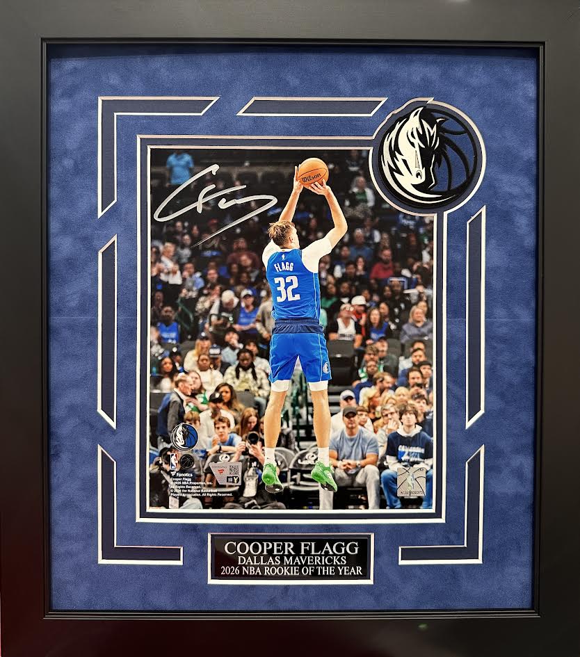 Cooper Flagg Autographed Hand Signed Custom Framed 8x10 Dallas Mavericks Photo - Fanatics COA