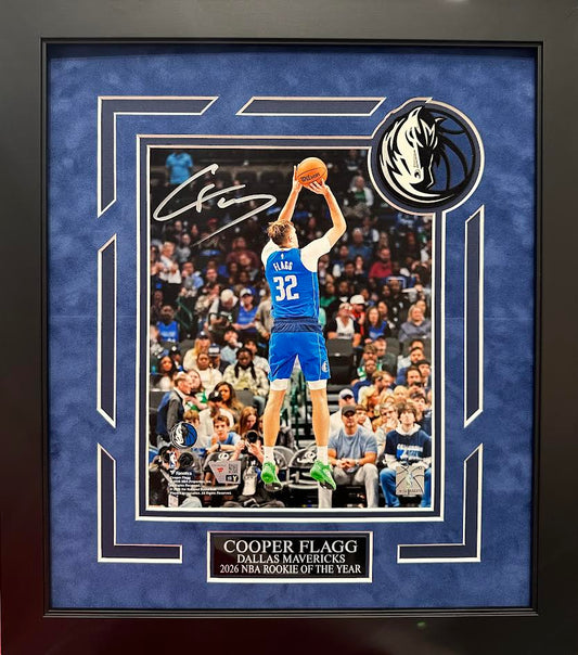 Cooper Flagg Autographed Hand Signed Custom Framed 8x10 Dallas Mavericks Photo - Fanatics COA