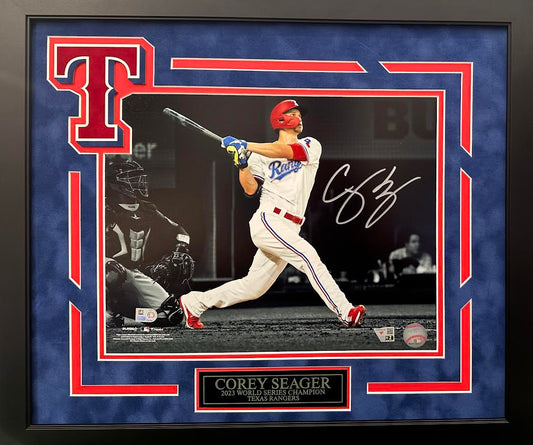 Corey Seager Autographed Hand Signed Custom Framed 11x14 Texas Rangers Photo - Fanatics COA