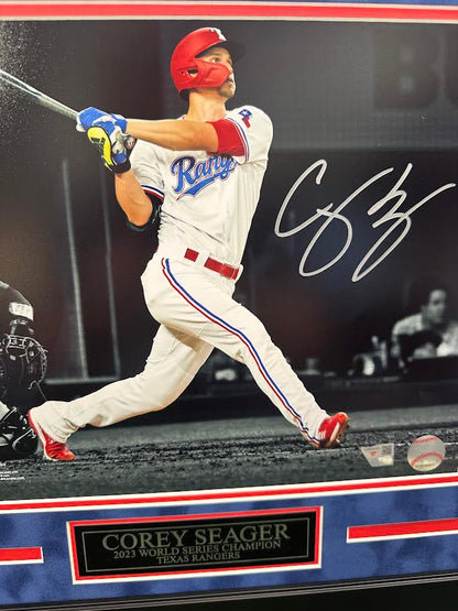 Corey Seager Autographed Hand Signed Custom Framed 11x14 Texas Rangers Photo - Fanatics COA