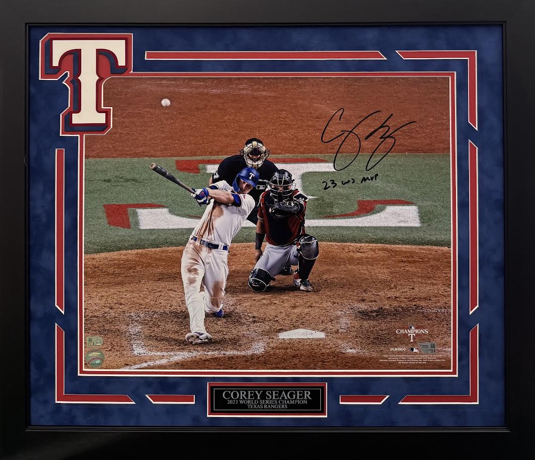 Corey Seager Autographed Hand Signed Custom Framed 16x20 Texas Rangers Photo W/ Inscription - Fanatics COA