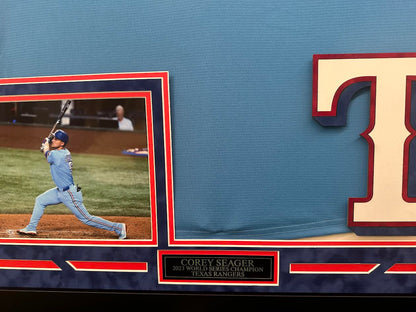 Corey Seager Autographed Hand Signed Custom Framed Texas Rangers Jersey - JSA COA