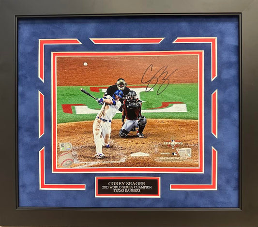 Corey Seager Autographed Hand Signed Custom Framed 8x10 Texas Rangers Photo - Fanatics COA