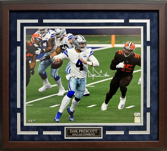 Dak Prescott Autographed Hand Signed Custom Framed 16x20 Dallas Cowboys Photo - JSA COA