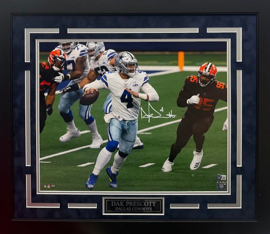 Dak Prescott Autographed Hand Signed Custom Framed 16x20 Dallas Cowboys Photo - Beckett COA