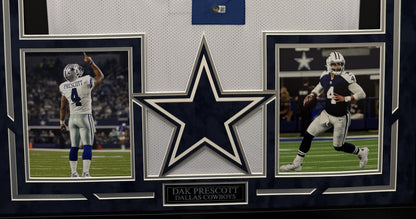 Dak Prescott Autographed Hand Signed Custom Framed Dallas Cowboys Jersey - Beckett COA