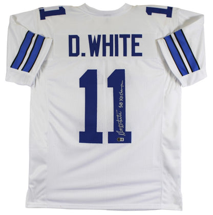 Danny White Autographed Hand Signed Custom Dallas Cowboys Jersey w/ Insc. - Beckett COA