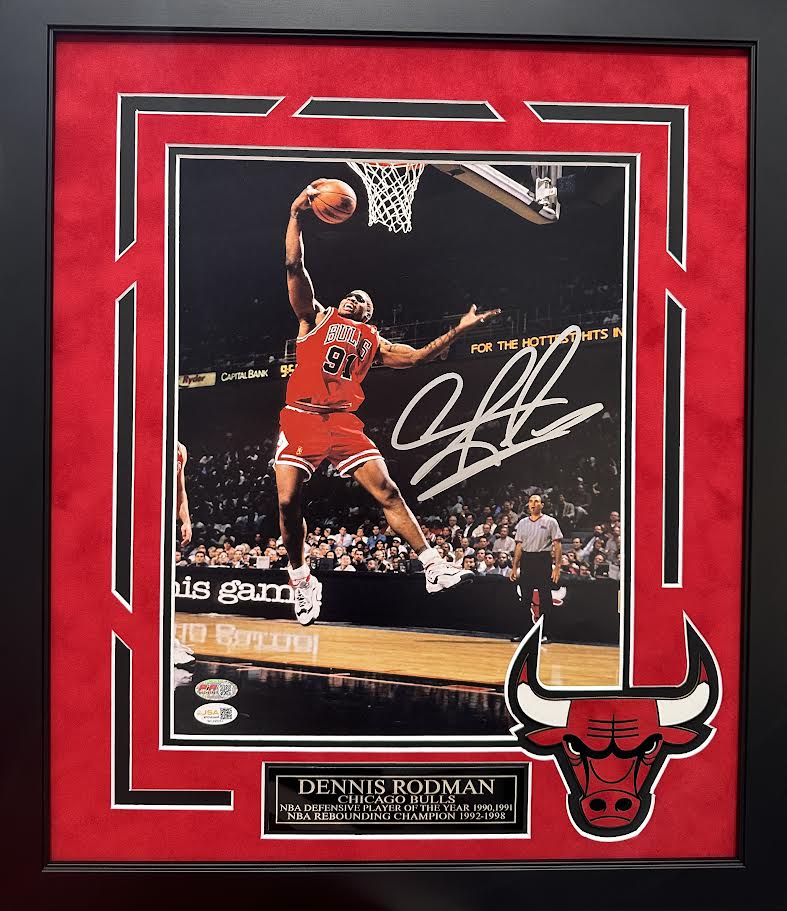 Dennis Rodman Autographed Hand Signed Custom Framed 11x14 Chicago Bulls Photo - JSA COA