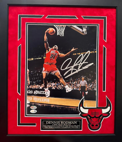 Dennis Rodman Autographed Hand Signed Custom Framed 11x14 Chicago Bulls Photo - JSA COA