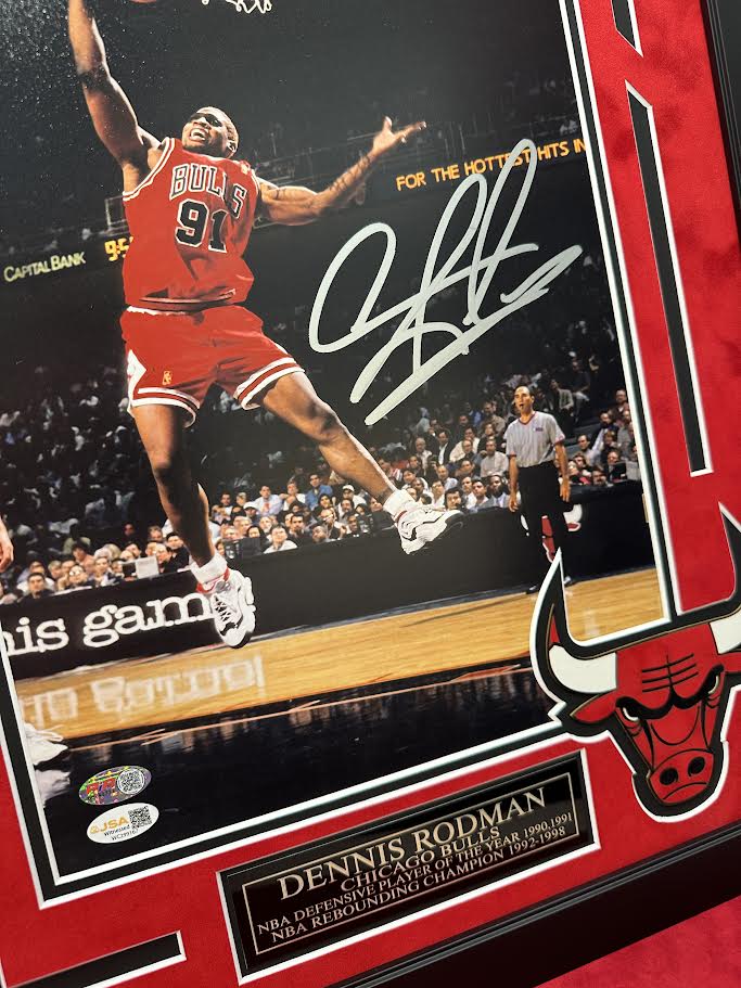Dennis Rodman Autographed Hand Signed Custom Framed 11x14 Chicago Bulls Photo - JSA COA