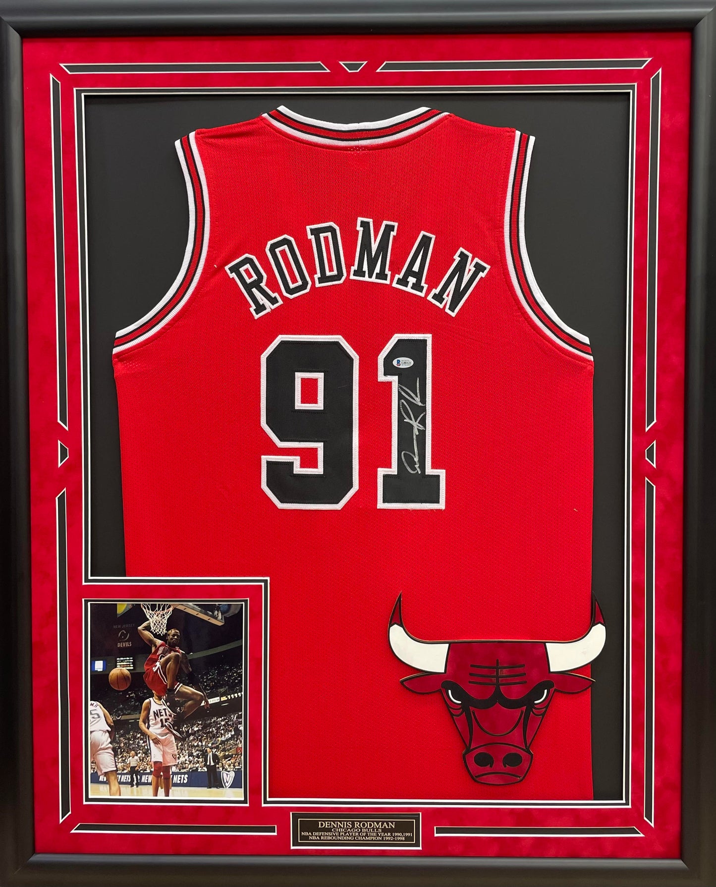 Dennis Rodman Autographed Hand Signed Custom Framed Chicago Bulls Jersey - Beckett COA